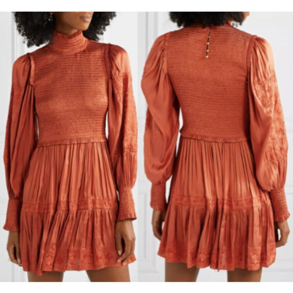 Ulla Johnson Angelica Embroidered Satin Dress